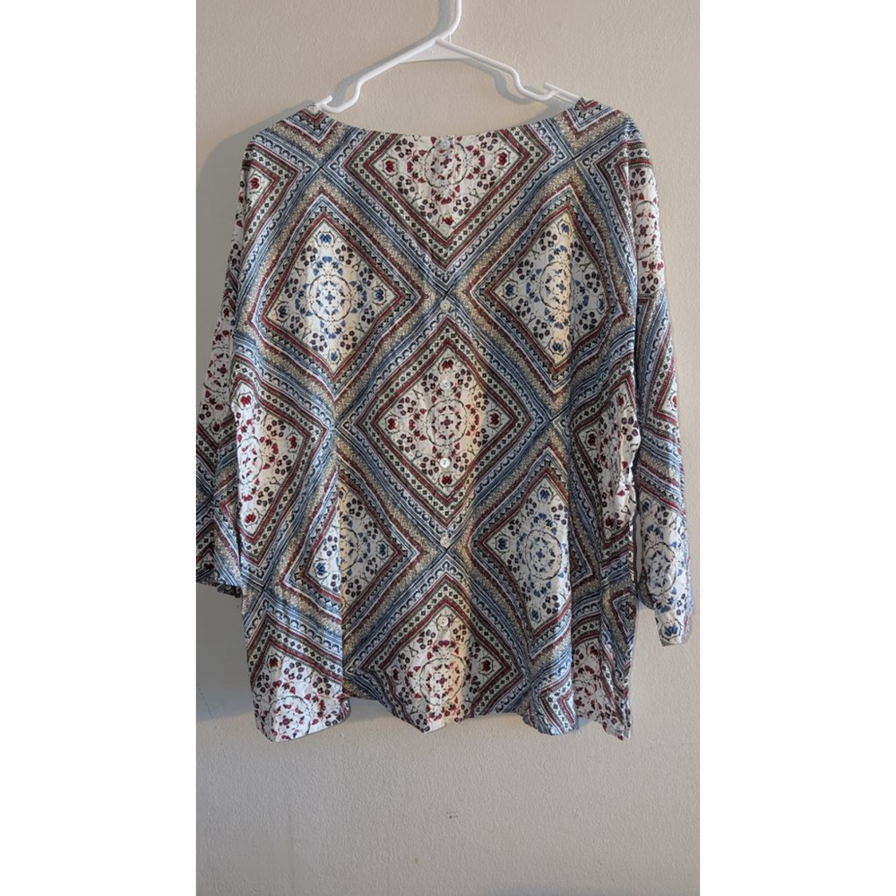 J.Jill Tunic XLP White Red Blue Patterned, Women's - Picture 8 of 9